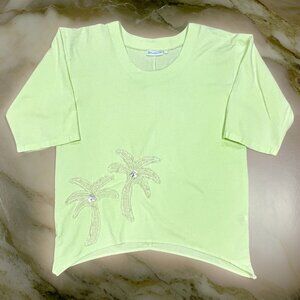 Lulu-B Light Green Blouse with Palm Tree Design